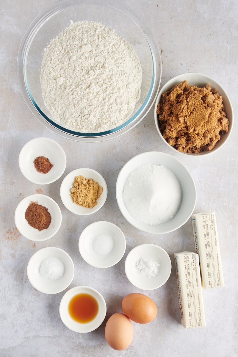 overhead view of ingredients for Gingerdoodle Cookies