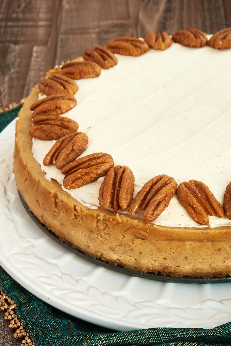 Spiced Cheesecake on a round white serving plate