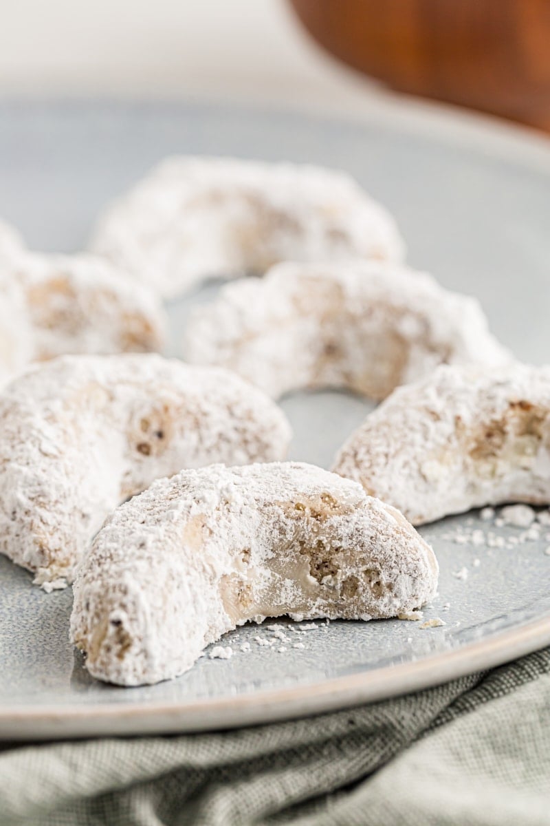 Hazelnut crescent cookies on plate