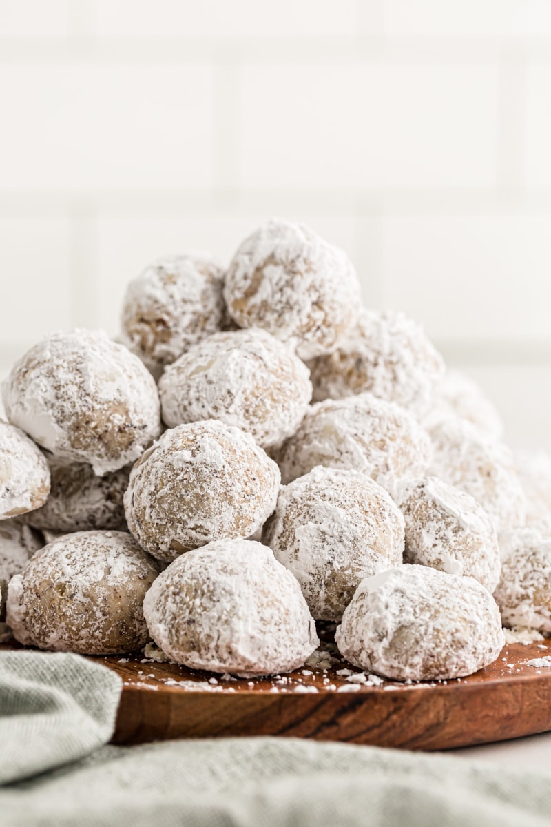 Stack of hazelnut cookies on plate