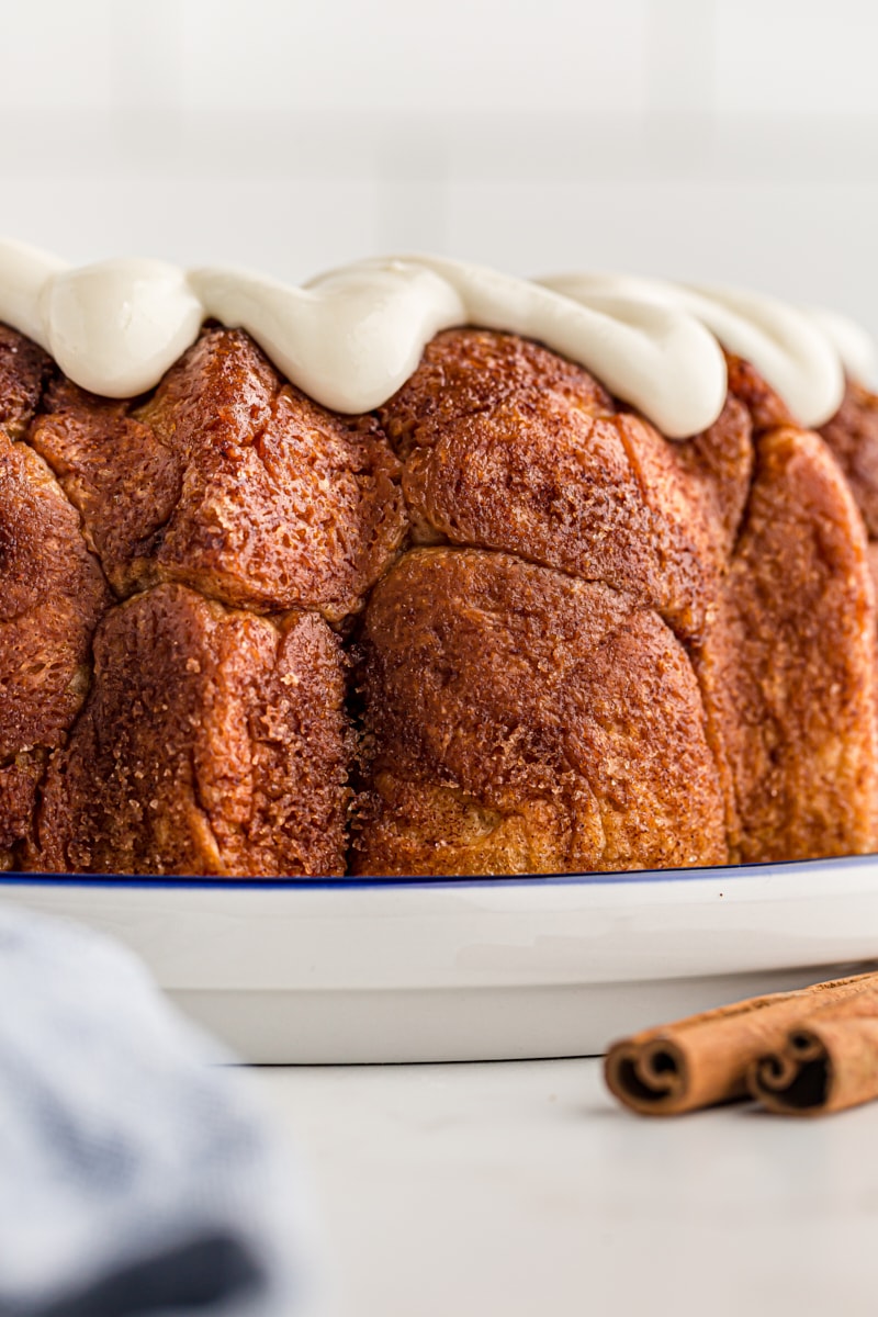 Monkey Bread on a white cake stand