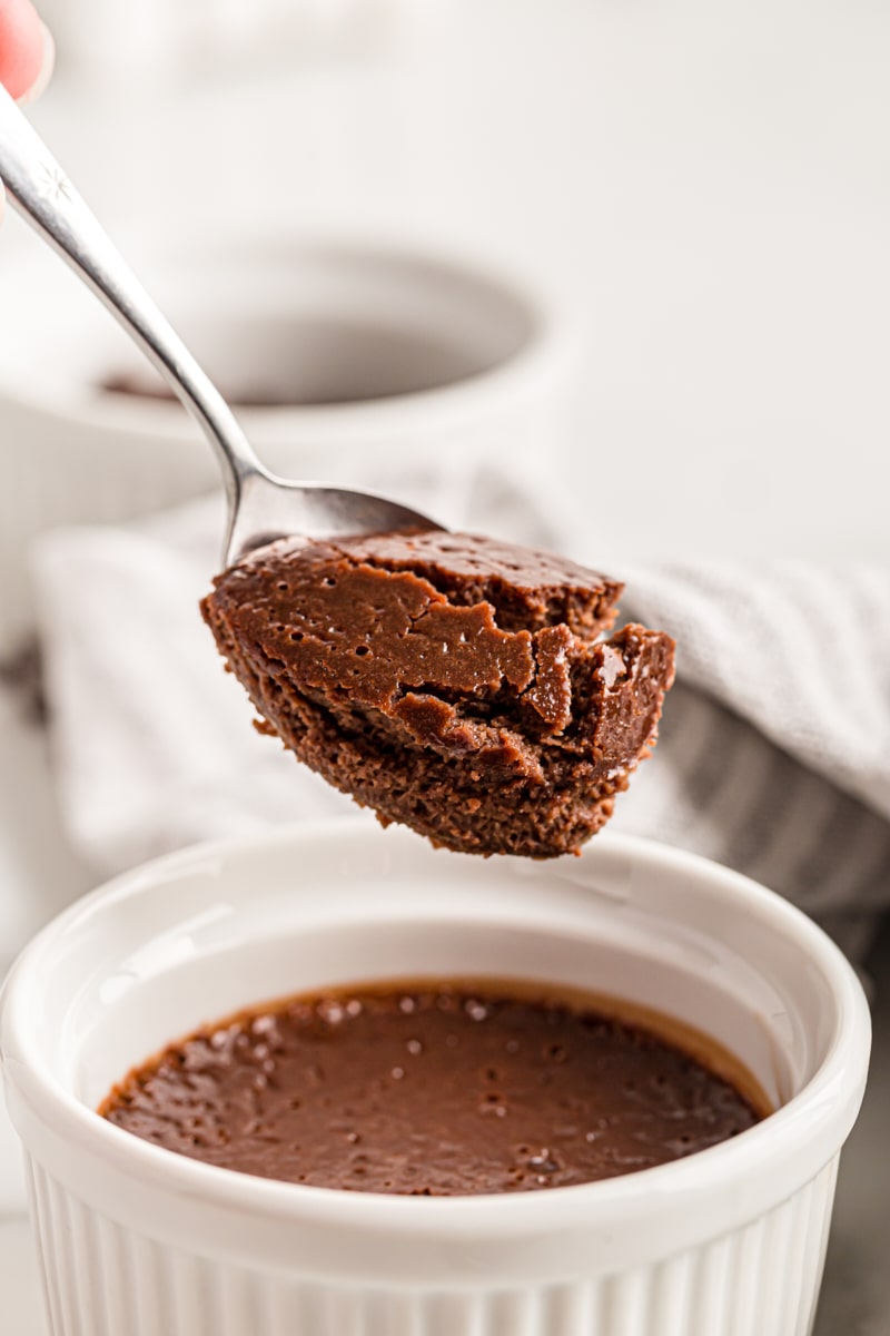 Spoonful of chocolate pots de creme