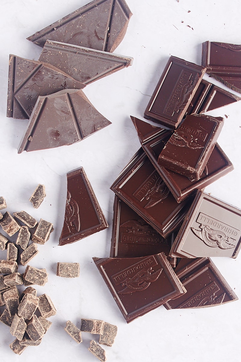 various types of chocolate on a white surface