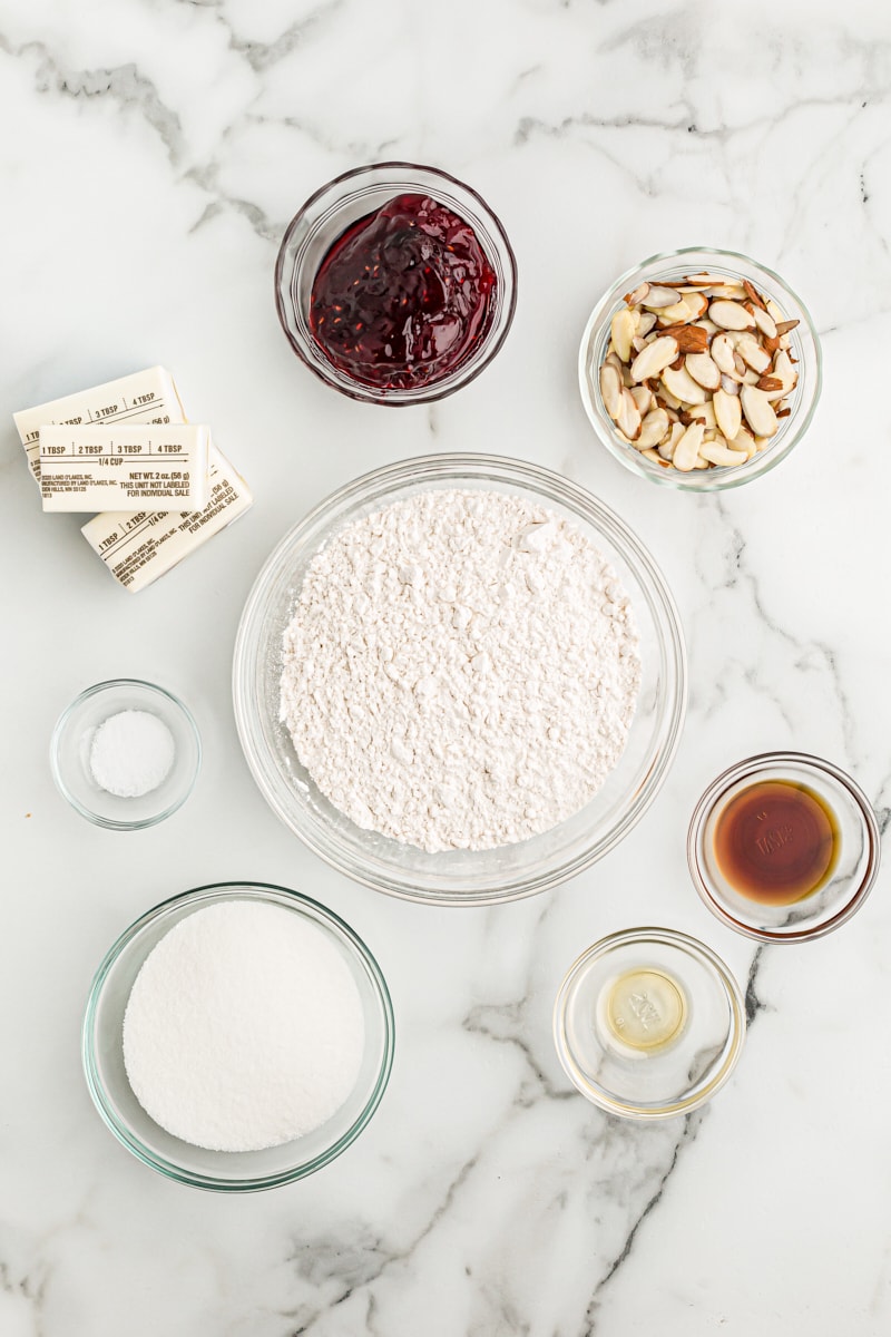 overhead view of ingredients for Italian Jam Crostata