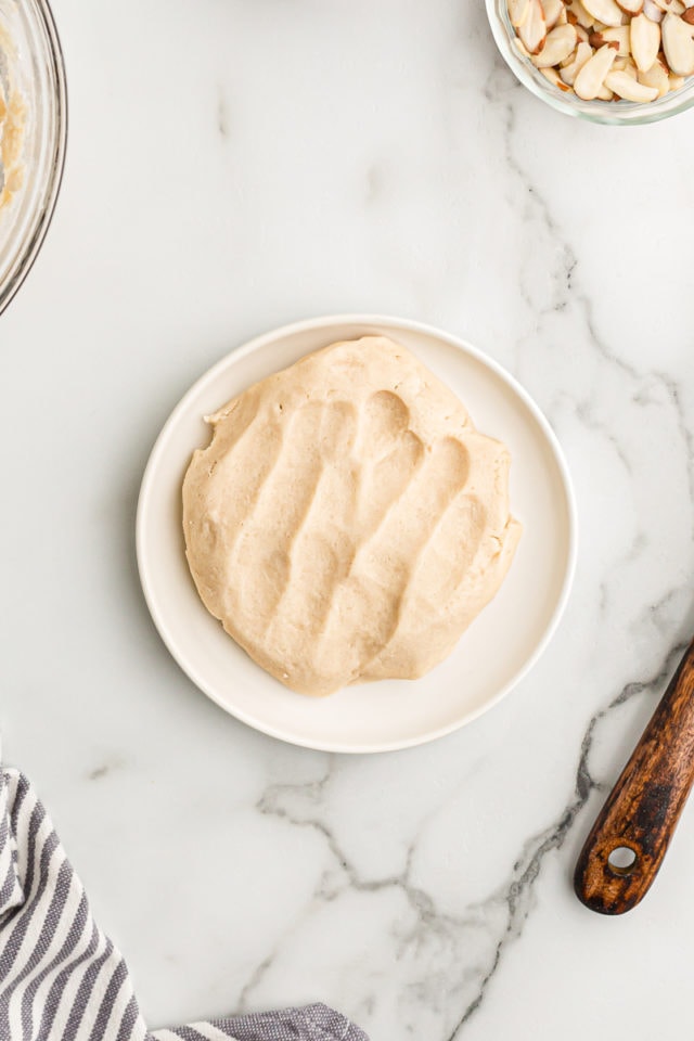 overhead view of reserved dough for topping jam crostata