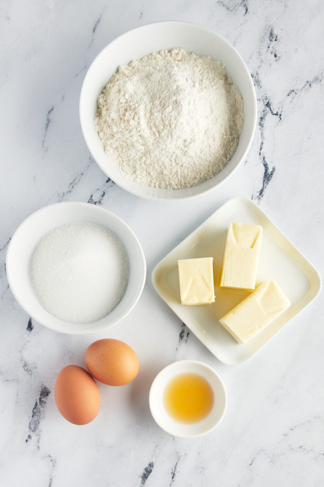 overhead view of ingredients for thumbprint cookies