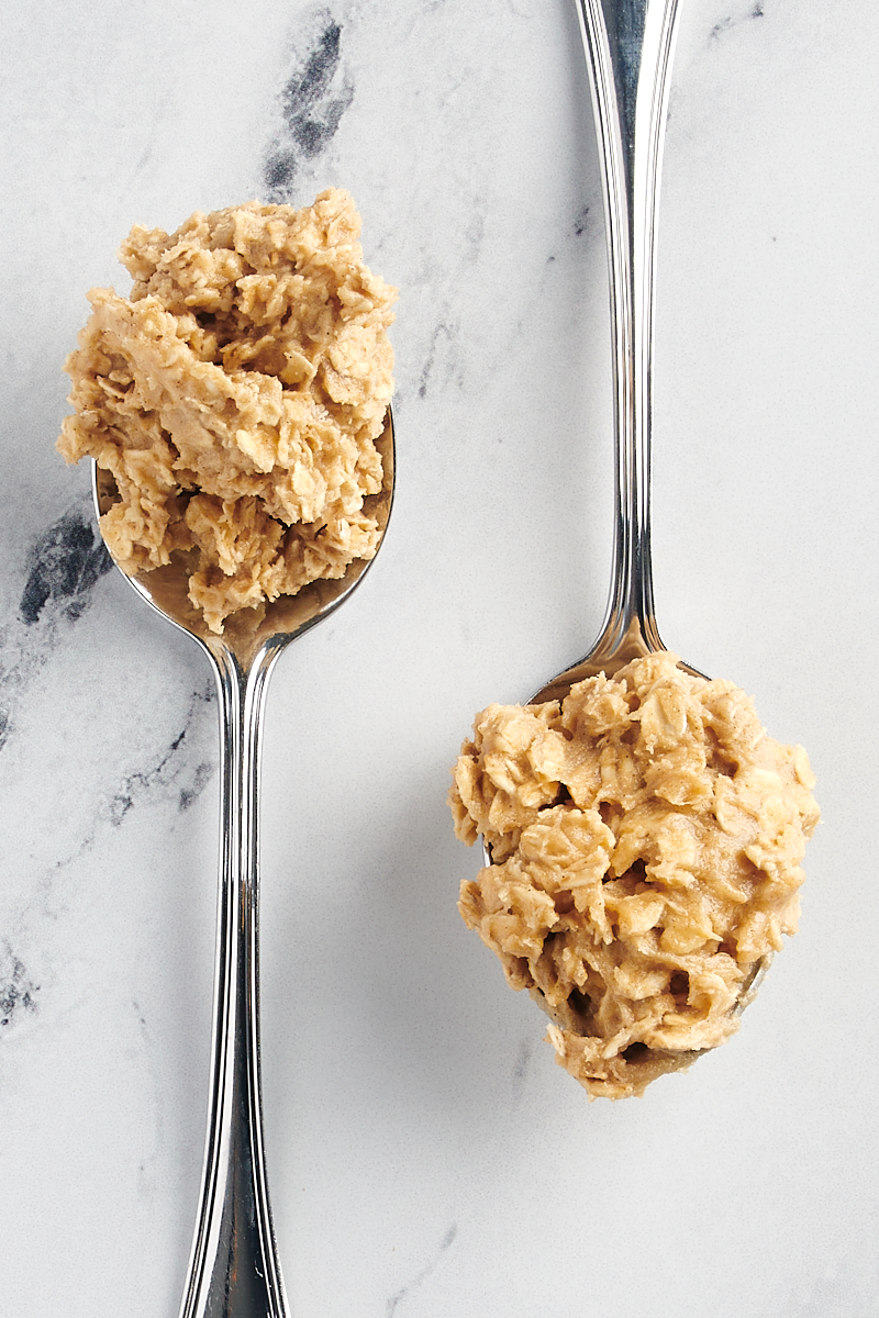 two spoonfuls of oatmeal cookie dough