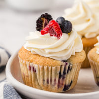 berry cupcakes on a white plate