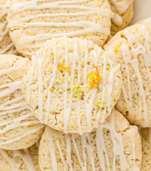 overhead view of a pile of triple citrus cookies