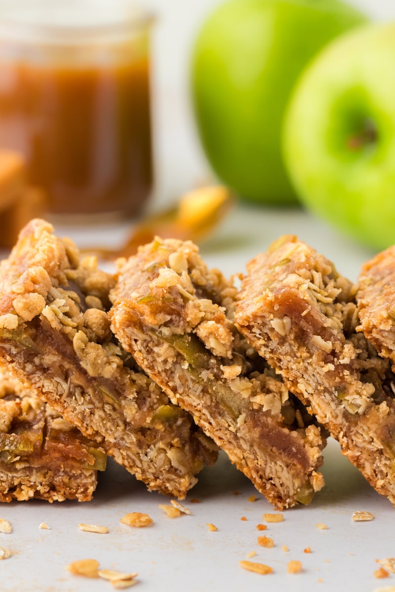 Stack of caramel apple bars