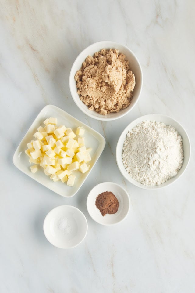 overhead view of ingredients for a crumb topping