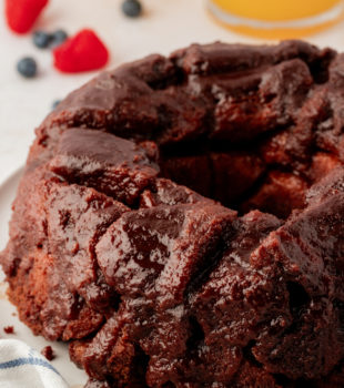 Chocolate monkey bread on serving platter