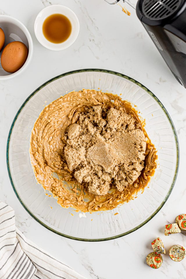 Brown sugar added to butter and peanut butter