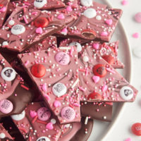 marbled Valentine's bark piled on a large white plate