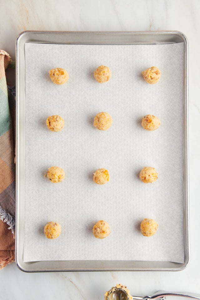 Cornflake cookie dough on baking sheet