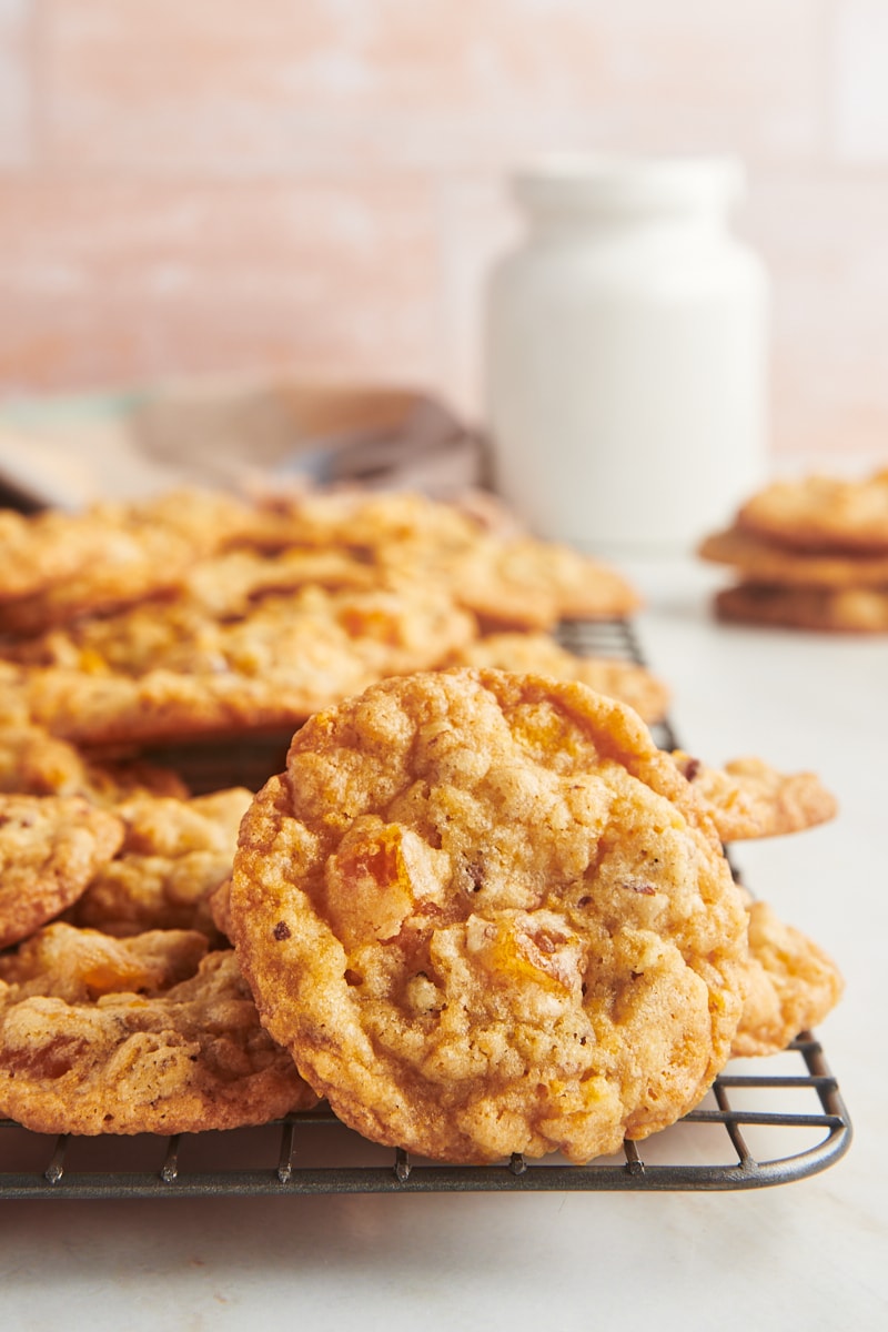 Cornflake cookies on wire cooling rack