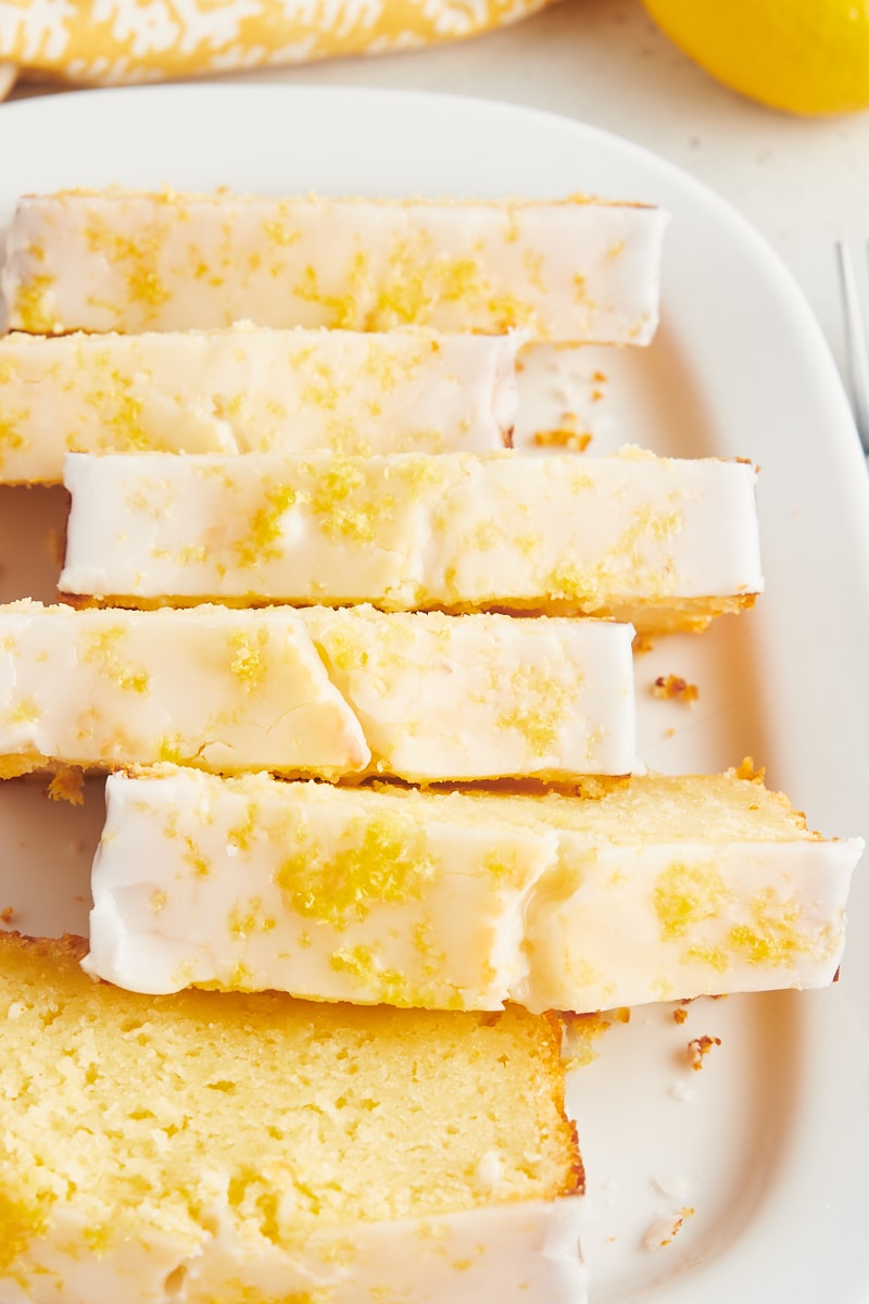 Slices of lemon loaf cake
