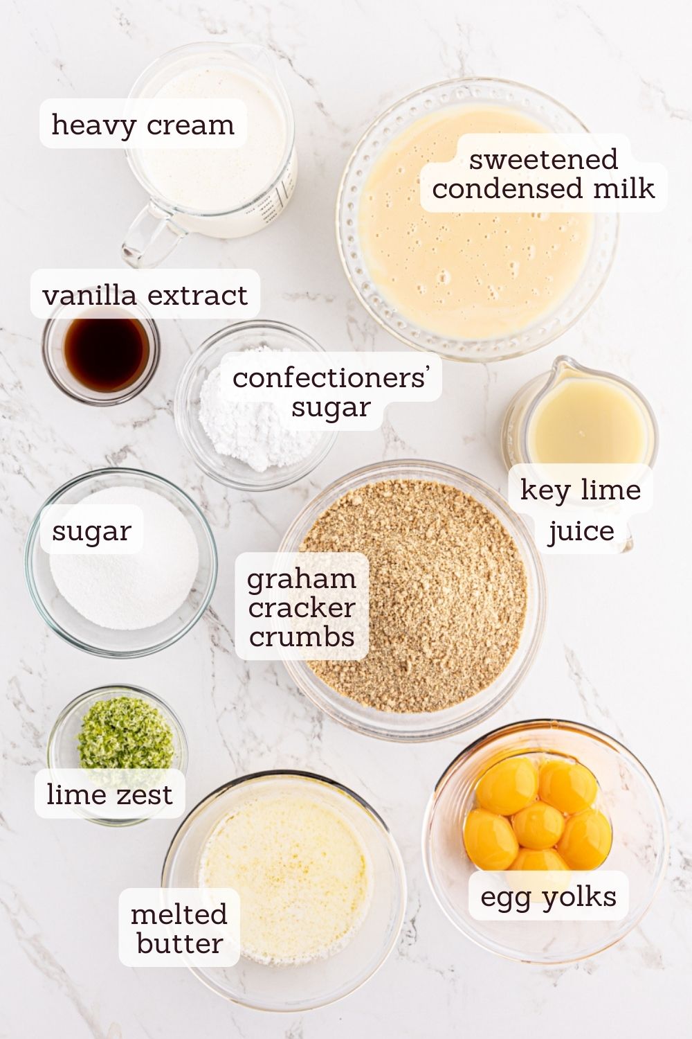 overhead view of ingredients for key lime pie bars