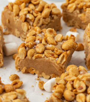 a salted nut square surrounded by more bars on a countertop