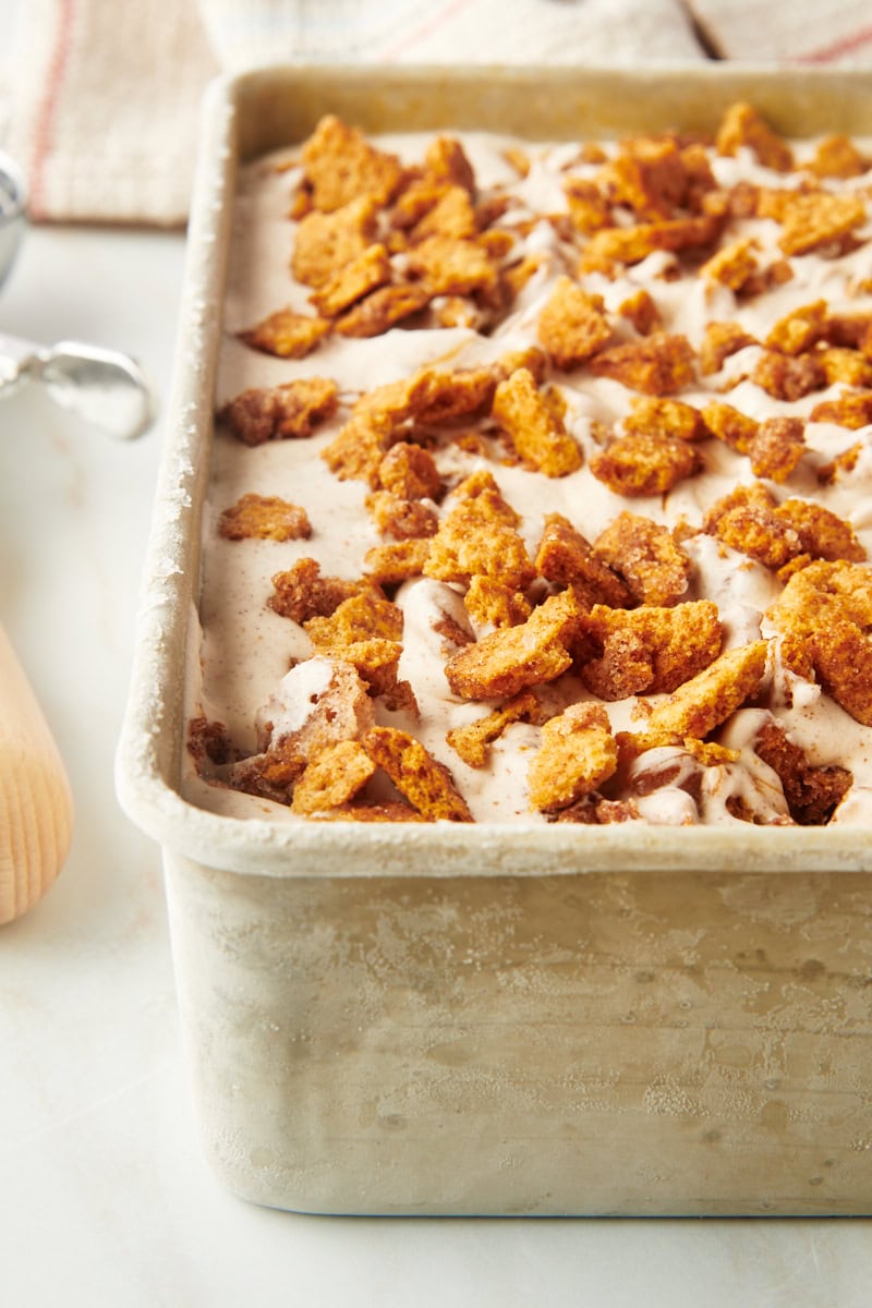 Churro ice cream in loaf pan