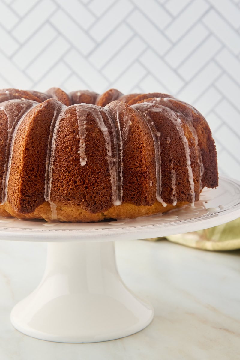 Whole limoncello cake on cake stand