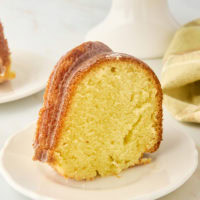 Slice of limoncello cake standing on plate