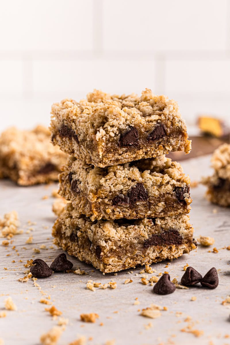 stack of three caramel oatmeal bars