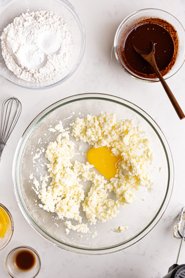 Creamed butter and sugar with egg yolk