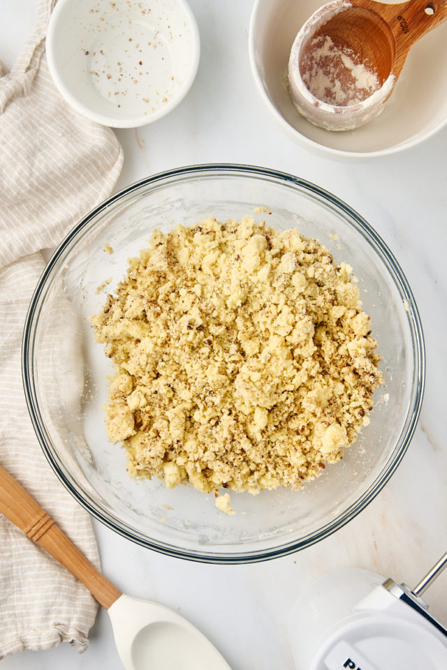 overhead view of mixed snowball cookie dough