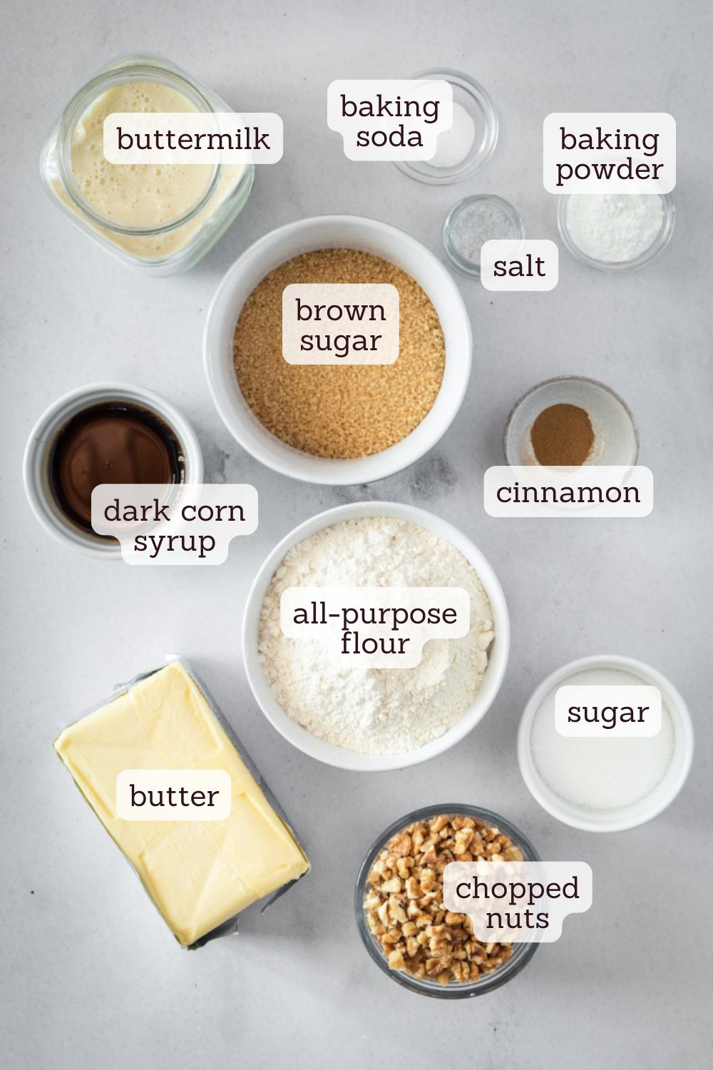 overhead view of ingredients for sticky biscuits