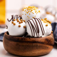 gingerbread truffles in a small wooden bowl