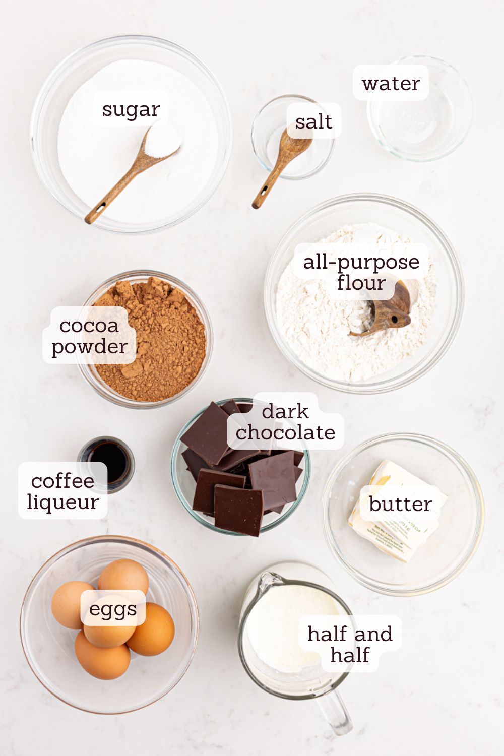 overhead view of ingredients for hot fudge pie