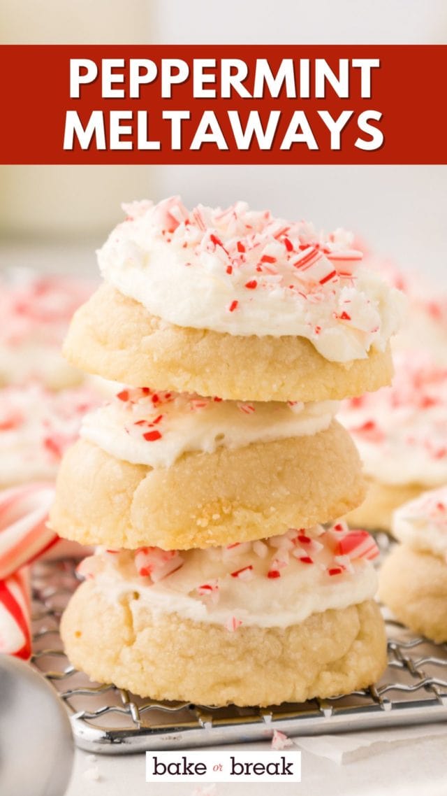 stack of three peppermint meltaways; text overlay "peppermint meltaways"