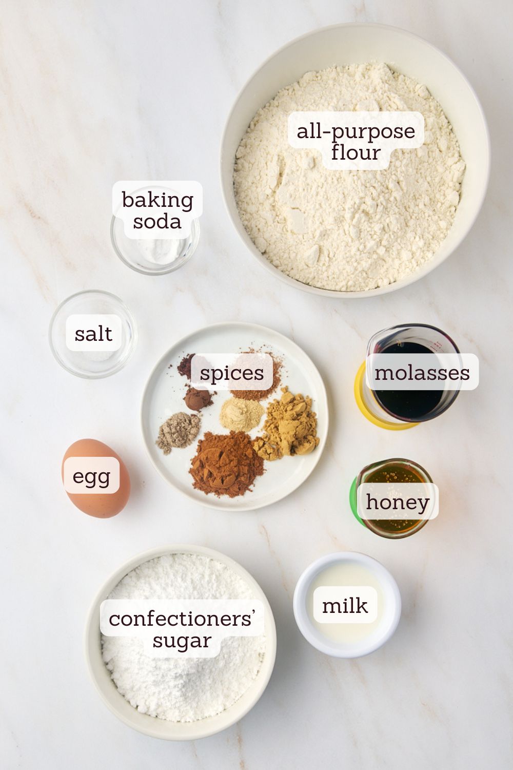 overhead view of ingredients for Pfeffernüsse cookies