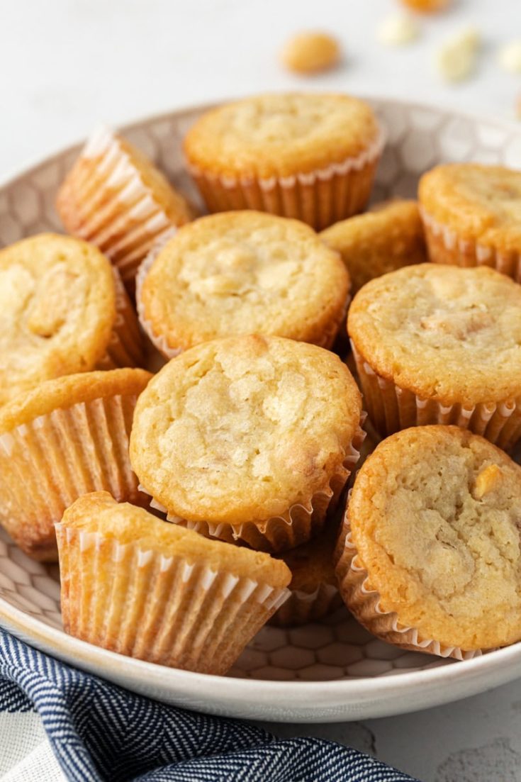 white chocolate blondies on a white plate