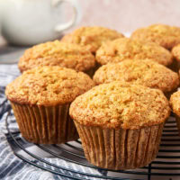 banana bread muffins on a wire rack