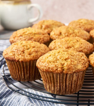 banana bread muffins on a wire rack