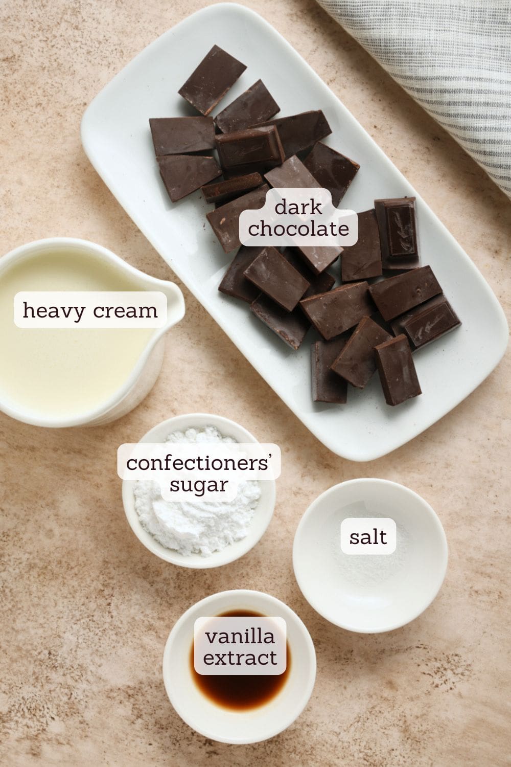 overhead view of ingredients for chocolate mousse