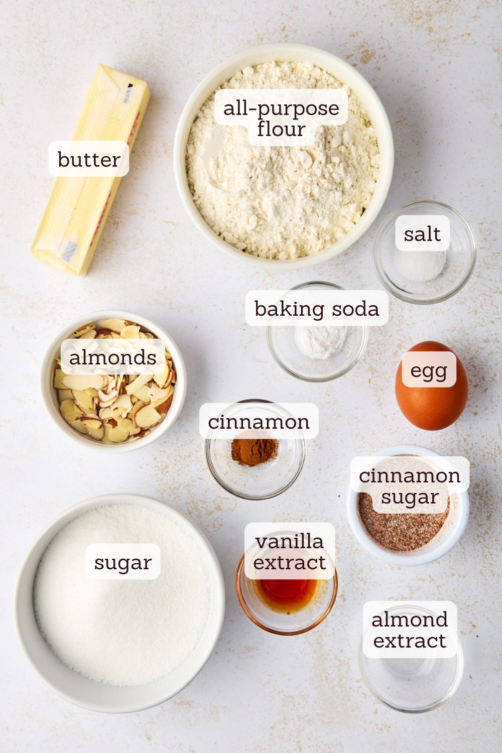 overhead view of ingredients for sand dollar cookies