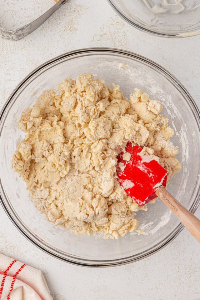 scone dough in a mixing bowl