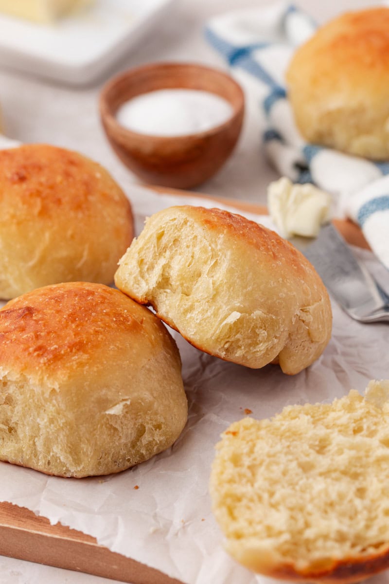 small batch dinner rolls on parchment paper