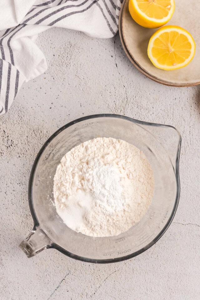 flour, baking powder, and salt in a mixing bowl