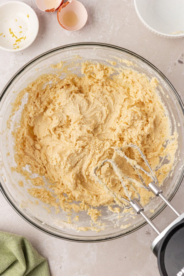 ricotta cookie dough in a mixing bowl