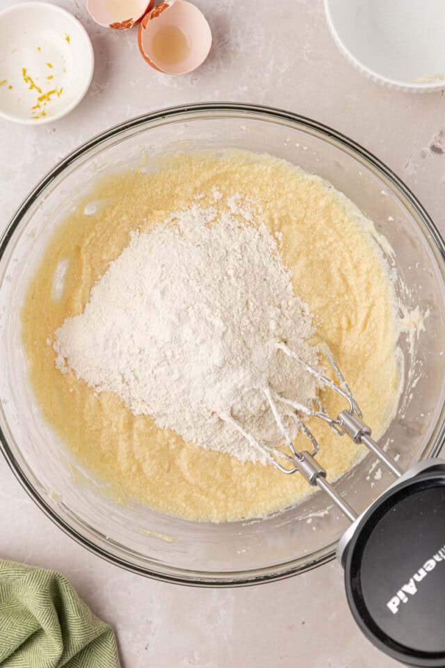 dry ingredients added to wet ingredients for ricotta cookies