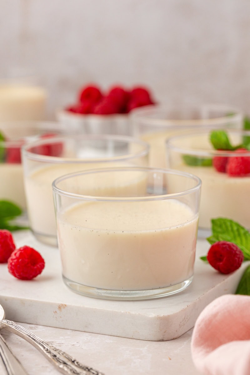 Panna cotta à la gousse de vanille dans une tasse à dessert