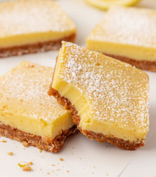 two lemon icebox bars with graham cracker crust