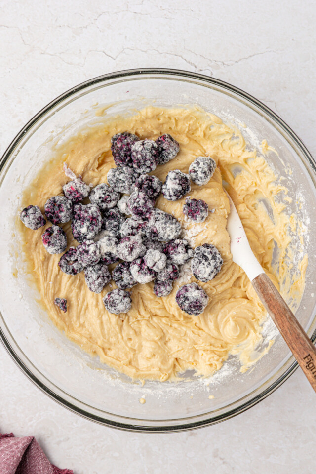 blackberries added to cake batter