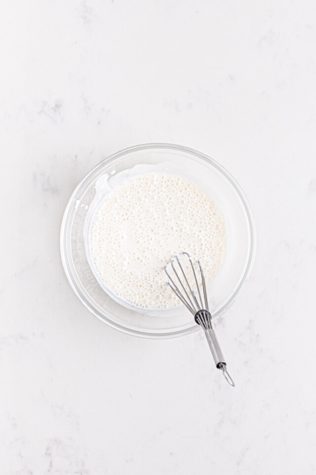 buttermilk, sour cream, and vanilla combined in a small bowl