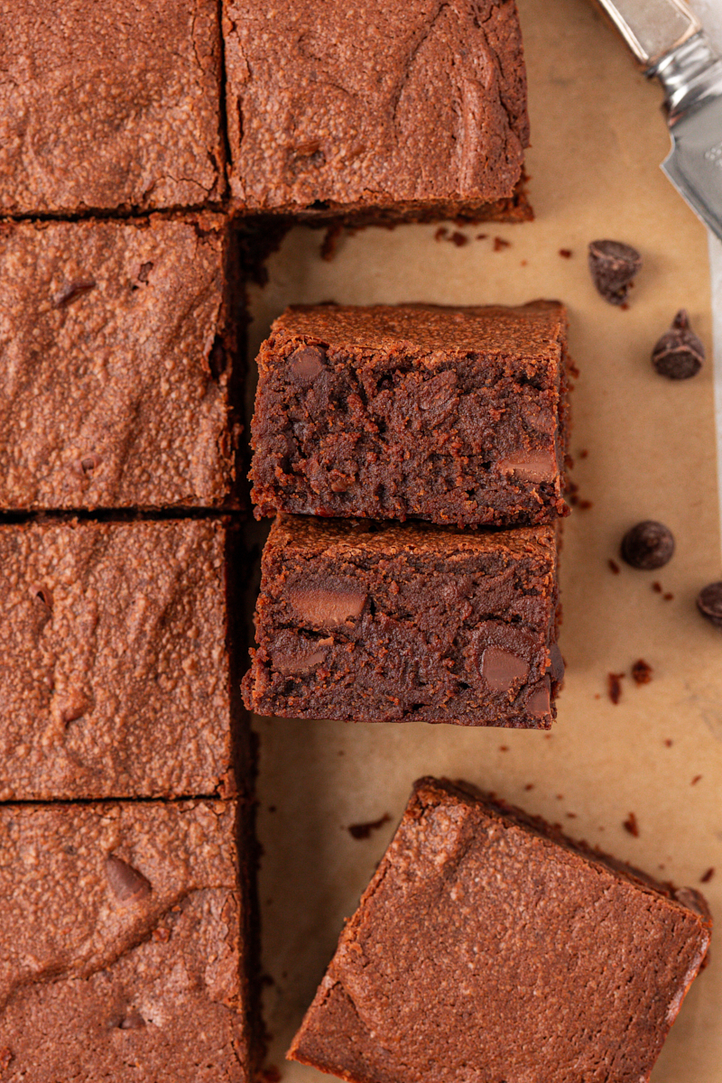 rich, moist sour cream brownies with two kinds of chocolate chips