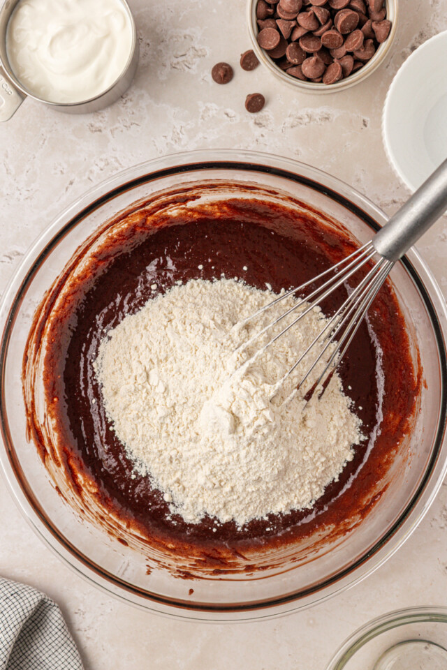 flour added to brownie batter